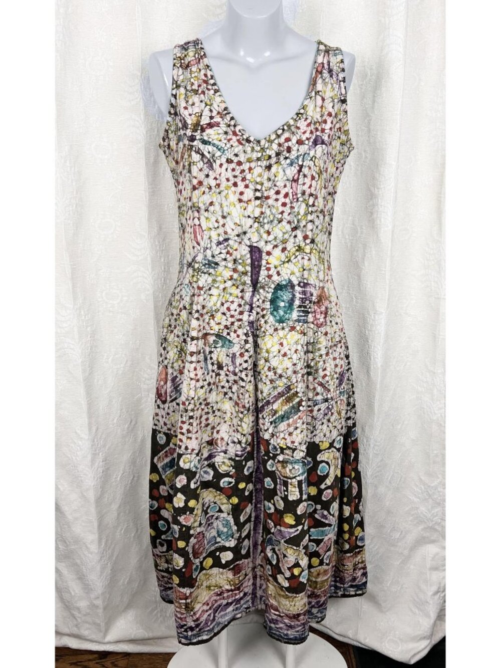 African batik Spirit of Courage Nnamdi Ibenagu A-line midi dress hand printed M